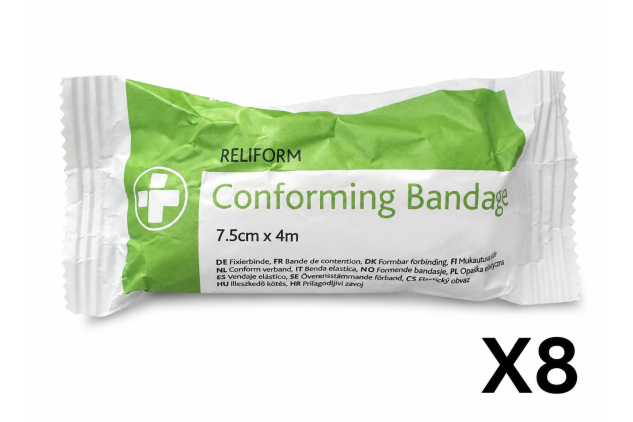 Reliform Conforming Bandage 400 x 7.5 cm White Pack of 8