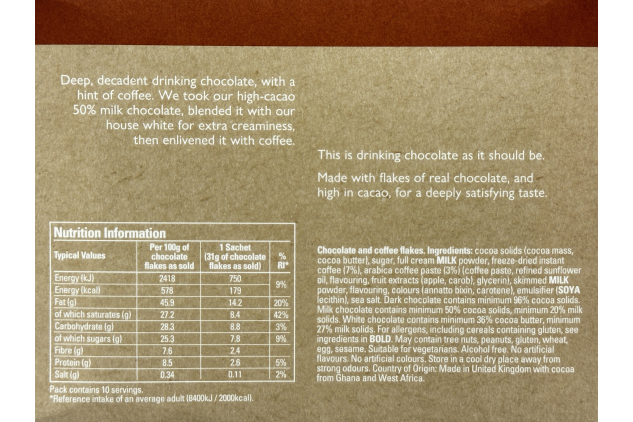 Hotel Chocolat Velvetiser Chocolate Mocha Latte Hot Drinking Chocolate Sachets 10 x 31g 310g