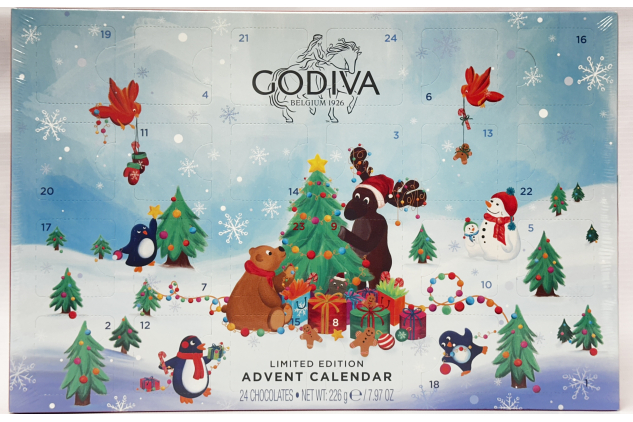 Godiva Holiday Advent Calendar Enchanted Forest 24 Premium Belgian Assorted Chocolates 226g
