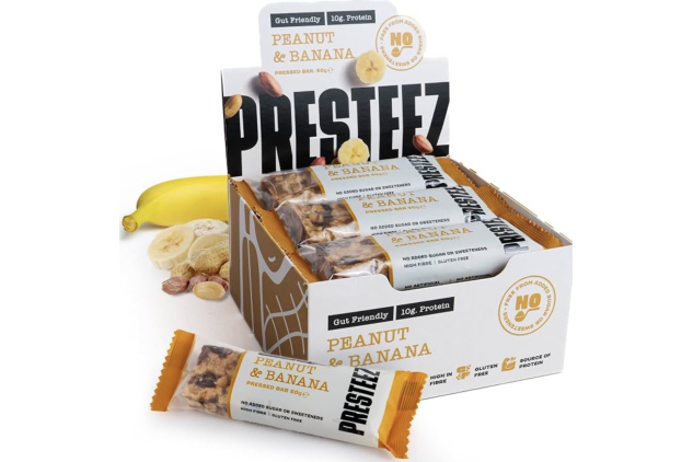 Presteez Peanut & Banana Protein Bars 12 x 50g High Fibre Gut Friendly Snack Bars 600g