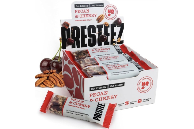Presteez Pecan & Cherry Protein Bars 12 x 50g High Fibre Gut Friendly Snack Bars 600g