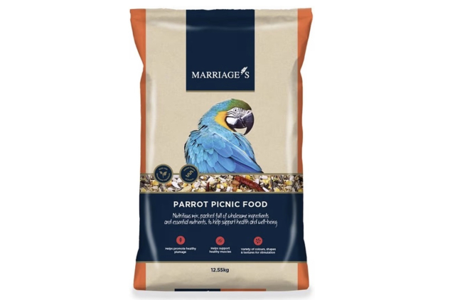 Marriage's Picnic Parrot Food 12.55kg Premium Parrot Seed Mix with Peanuts & Fruit