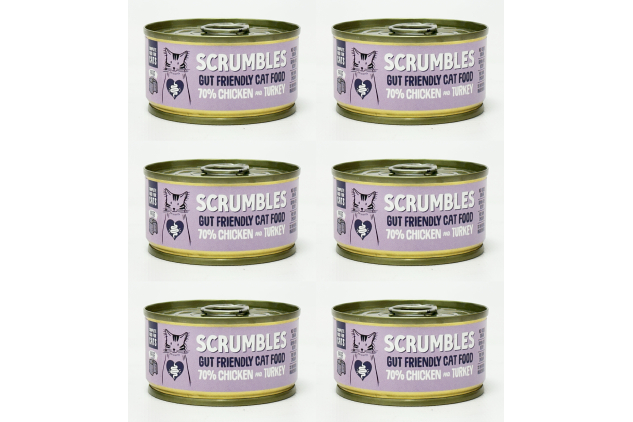 Scrumbles Gut Friendly Chicken & Turkey Wet Cat Food 6 x 80g Grain Free Complete Cat Food