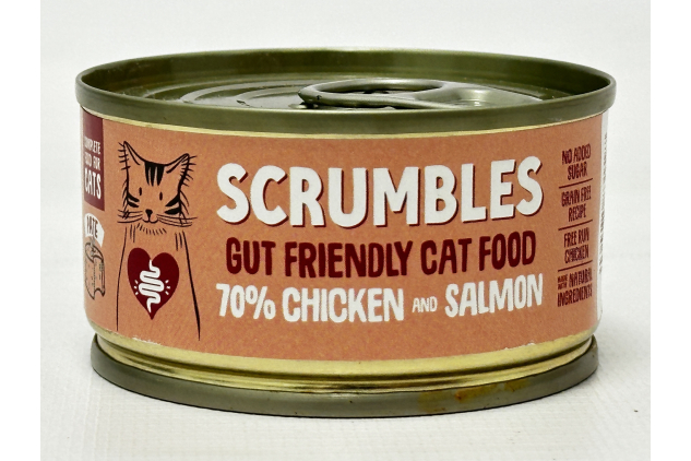 Scrumbles Gut Friendly Chicken & Salmon Wet Cat Food 6 x 80g Grain Free Complete Cat Food