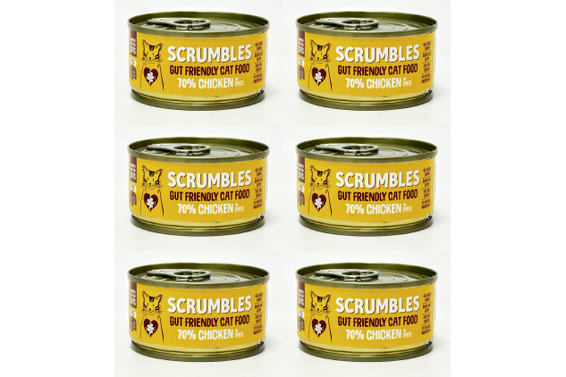 Scrumbles Gut Friendly Chicken Pâté Wet Cat Food 6 x 80g Grain Free Complete Cat Food
