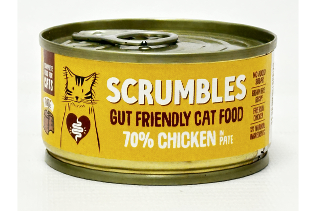 Scrumbles Gut Friendly Chicken Pâté Wet Cat Food 80g Grain Free Complete Cat Food