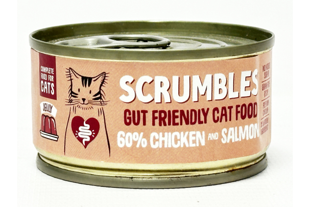 Scrumbles Gut Friendly Chicken & Salmon in Jelly Wet Cat Food 80g Grain Free Complete Cat Food