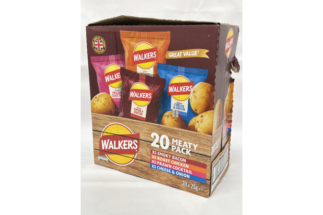 Walkers Meaty Variety Multipack Crisps Box 20x25g | Damaged Outer Box Packaging