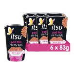 itsu Pad Thai Stir Fry Style Noodles 83g | Instant Noodles Multipack Pots | Quick-to-Make Snack | Pack of 6