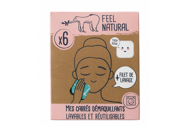 Feel Natural Reusable Makeup Remover Pads 6 Pack