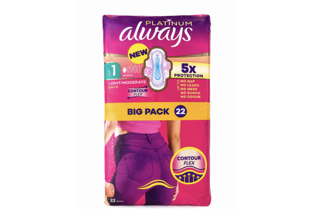 Always Platinum Normal Size 1 Pads with Wings 22 Pack