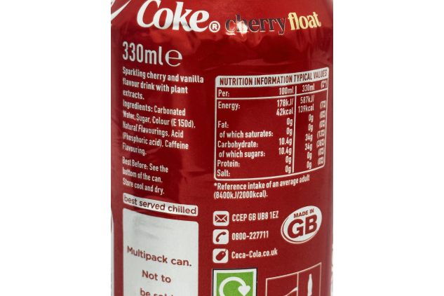 Coca-Cola Cherry Float 6 x 330ml Cans – Sparkling Cherry & Vanilla Flavour Drink