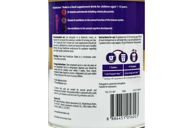 PaediaSure Shake Chocolate Flavour Nutritional Drink Powder 400g | MISSING LID