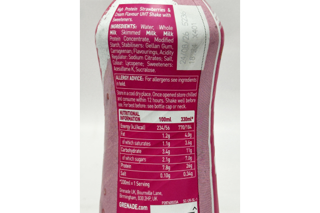 Grenade Strawberries & Cream Protein Shake 8 x 330ml Low Sugar | PAST BBE DATE