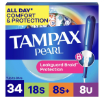 Tampax Pearl Trio Tampons Super to Ultra 34 Pack