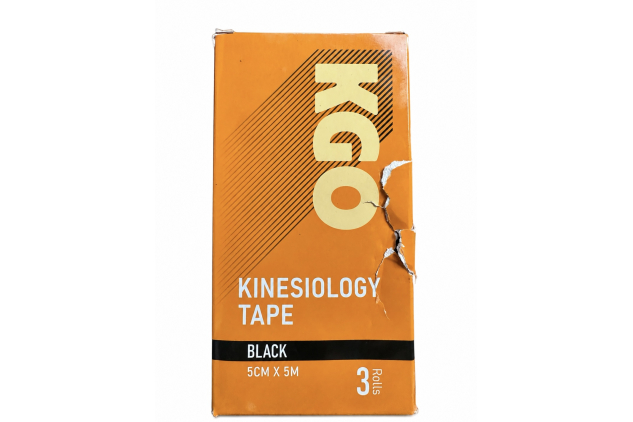 KGO Kinesiology Tape Black 5cm x 5m 3 Rolls Sports Physio Muscle Support Athletic Tape Damaged Box