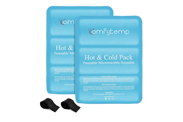 Comfytemp 2 Packs Reusable Gel Ice Pack for Sports Injuries with Straps Large Versatile Hot & Cold Therapy