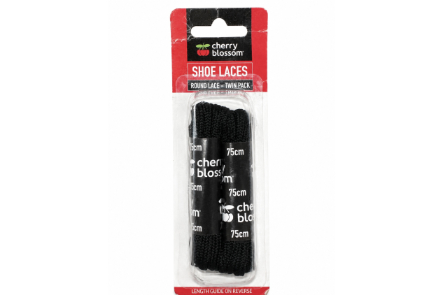 CHERRY BLOSSOM 75Cm Black Twin Laces Imperfect Packaging