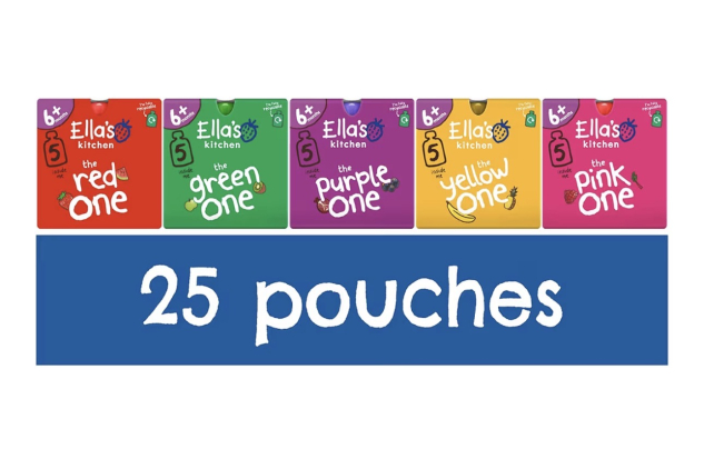 Ella’s Kitchen Organic Fruit Smoothie Pouches Assortment 25 Pack – 5 Varieties