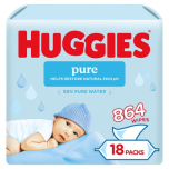 Huggies Pure Baby Wipes 18 x 48 Pack (864 Wipes)