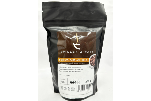 Spiller & Tait Pure Colombian Huila Whole Bean Coffee 250g – Medium Roast 100% Arabica