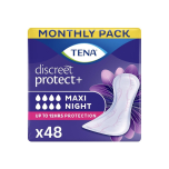 TENA Discreet Protect+ Maxi Night Incontinence Pads for Women 48 Pads – Overnight Protection
