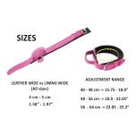 Dingo Gear Drago Leather Dog Collar with Handle Pink XL 56-64cm