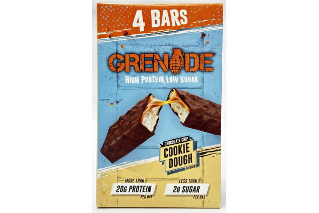 Grenade Chocolate Chip Cookie Dough High Protein Bars 4 x 60g – 21g Protein, Low Sugar