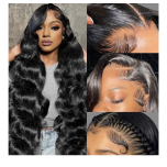 26 Inch 13x 6 Body Wave Lace Front Wigs Human Hair Pre Plucked 180 Density