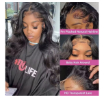 26 Inch 13x 6 Body Wave Lace Front Wigs Human Hair Pre Plucked 180 Density