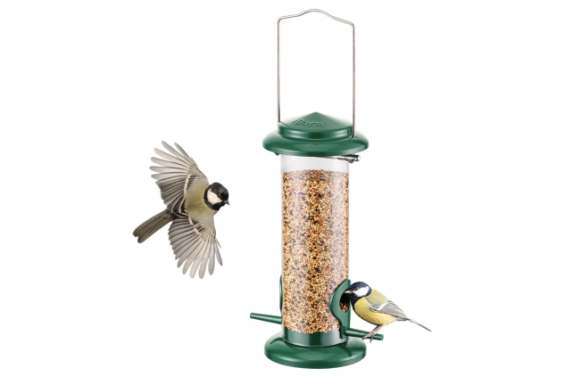 Metal Bird Feeder Hanging Wild Bird Seed Feeder for Mix Seed Blends, Niger Seed Feeder, Sunflower Heart, Birdbath, Heavy Duty All Metal Green Finishing, Green 8 Inch | Damaged Outer Box Packaging