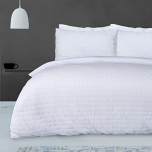 Sleepdown White Seersucker Super King Duvet Set