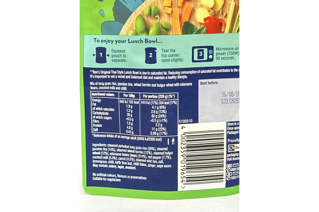 Ben's Original Lunch Bowl Spicy Thai Style Coconut Pouch 220g