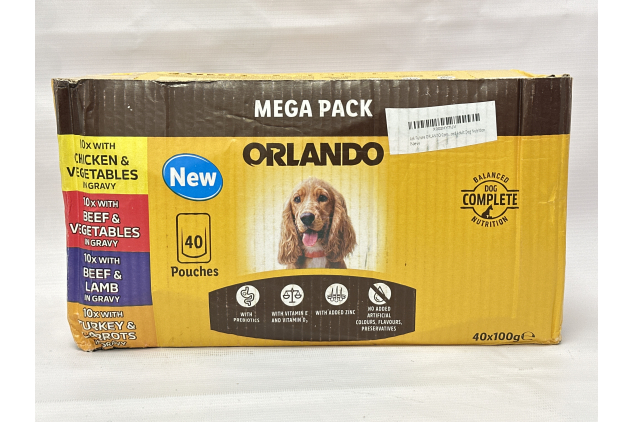 Orlando Wet Dog Food 40 Pouches Variety Pack | Outer Box Damaged