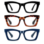 Oversized Square Reading Glasses for Women Blue Light Blocking Spring Hinge Computer Readers 3 Pack 1.50