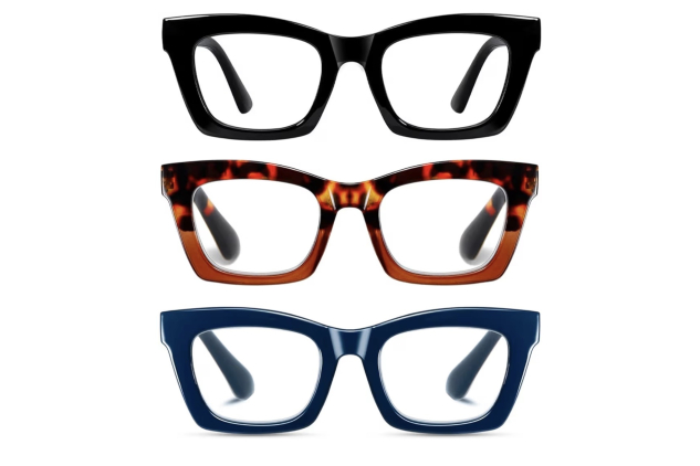 Oversized Square Reading Glasses for Women Blue Light Blocking Spring Hinge Computer Readers 3 Pack 1.50