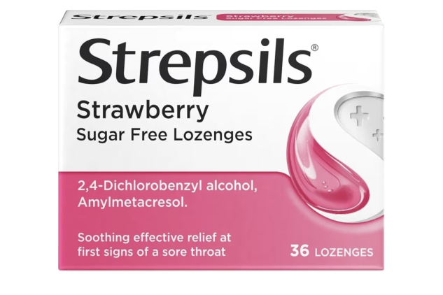 Strepsils Sore Throat Lozenges Strawberry 36 Lozenges