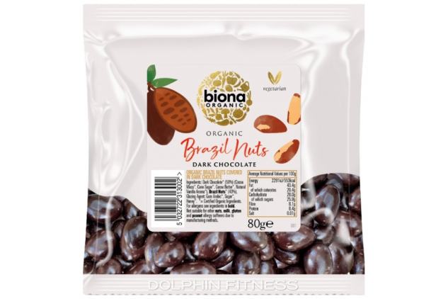 Biona Dark Chocolate Covered Brazil Nuts 80g