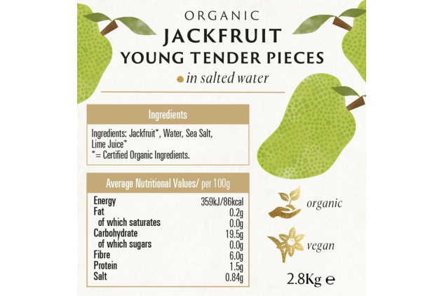Biona Organic Young Jackfruit in Salted Water 2.8kg – Vegan, High Fibre
