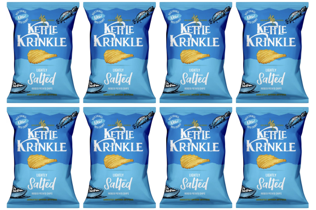 Kettle Krinkle Lightly Salted Ridged Potato Crisps 8 x 130g – Sea Salt