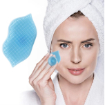Silicone Facial Cleansing & Exfoliating Brush – Soft Face & Body Scrubber with Suction Grip – Blue