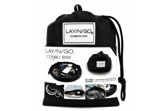 Lay-n-Go COSMO Mini 16-Inch Black Drawstring Makeup Bag