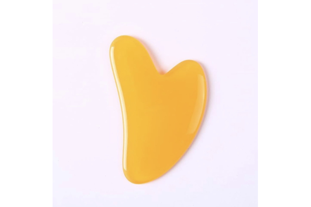 Yellow Resin Gua Sha Facial Massage Tool – Heart Shaped Face, Neck & Body Massage Board