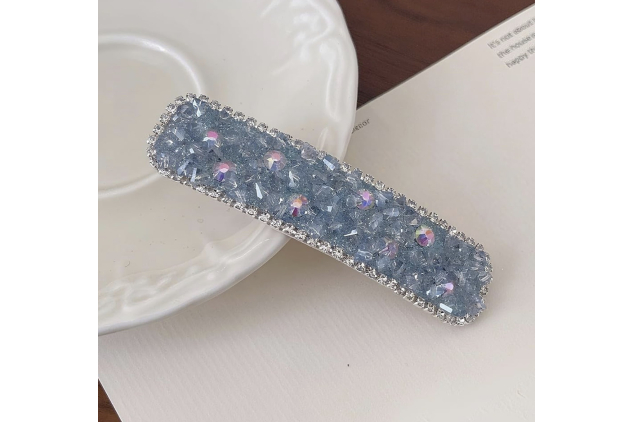 Light Blue Rhinestone Crystal Hair Clip – Sparkly Decorative Barrette for Women & Girls – 1 Piece