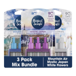 Perfect Scents 3 Scents Plug-In Air Freshener Refills – 3 Pack – Mountain Air, Mystic Japan & White Flowers – Compatible with 3volution