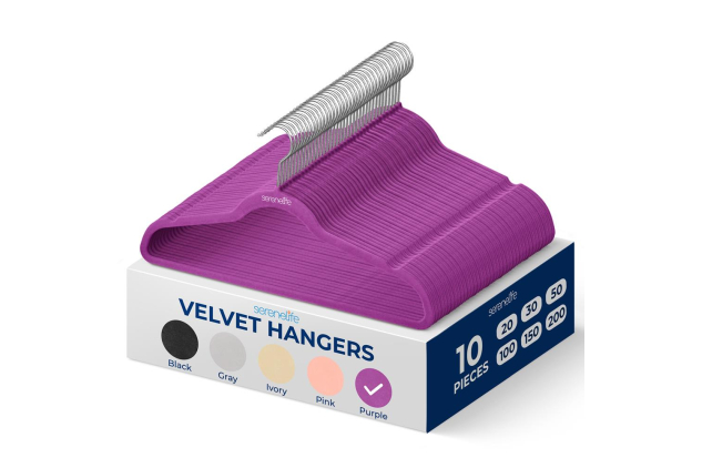 SereneLife Purple Velvet Hangers 10 Pack