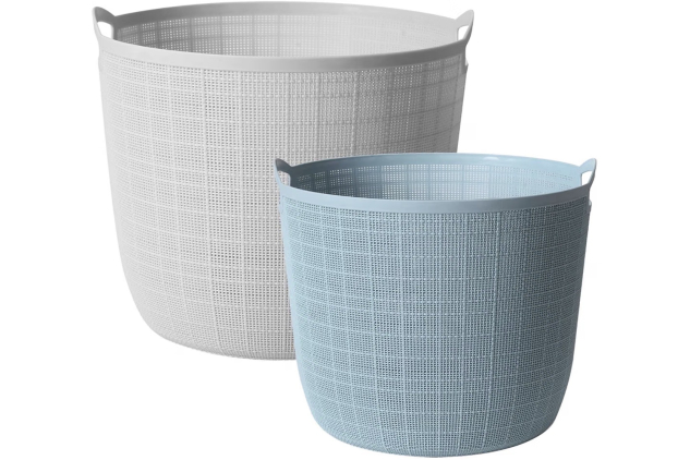 Laundry Basket,Set of 2 Washing Basket Plastic Laundry Bins Hamper Basket with Easy Carry Handles Home Organization for Laundry Room, Bedroom, Bathroom