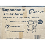 3 Tier Expandable Clothes Airer, 7.5 Metres of Drying Space, Lightweight, Compact, Folds Away for Convenient Storage, Cool Grey, Steel, One Size | Opened Outer Box - Unused Item
