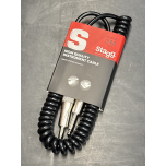 Stagg SGCC3 DL 3m Coiled Guitar Instrument Cable - Black