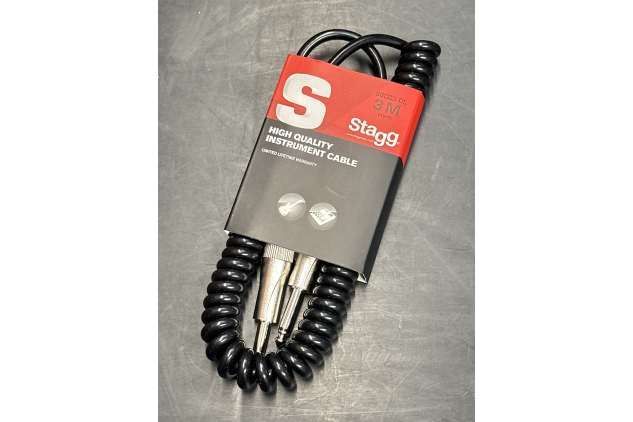 Stagg SGCC3 DL 3m Coiled Guitar Instrument Cable - Black
